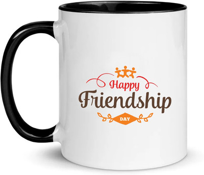 popflip Premium Quality Black Color Printed With HappyFriendshipDay (11) Ceramic Coffee Mug(350 ml)