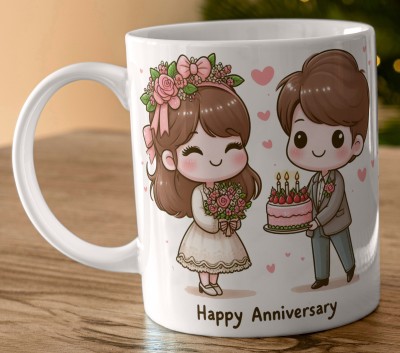 Oducos Happy Marriage Anniversary Love Gifts for Husband, Wife, Men, Women Ani216 Ceramic Coffee Mug(310 ml)