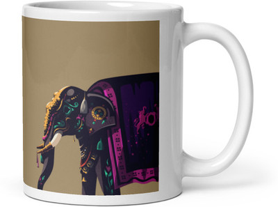 Mr UVD Elephant Haathi In Beautiful Dress_MUGG Ceramic Coffee Mug(350 ml)