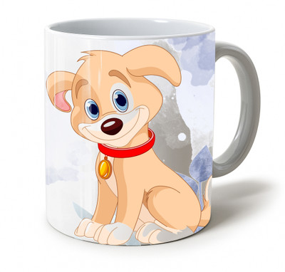 Vihaan Fashions Cute Dog & Quote Printed Ceramic Coffee Mug(350 ml)