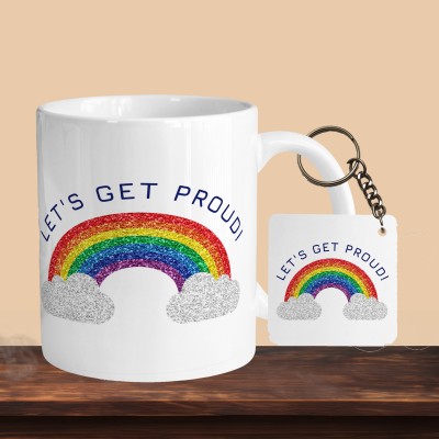 VM SHOPPING MALL Lets Get Proud R-S Ceramic Coffee Mug(330 ml, Pack of 2)