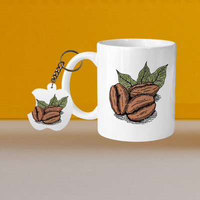 VM MALL 101_Perfect for Coffee and Tea - With Keychain VM Coffeee L A Ceramic Coffee Mug(329 ml)
