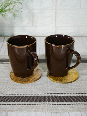 Femora Coffee Brown Coffee Color Ceramic Coffee Mug(320 ml, Pack of 2)