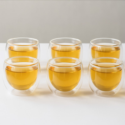 Baskety Insulated Double Wall Glass Coffees, 80ml Set of 6 i15 Glass Coffee Mug(80 ml, Pack of 6)