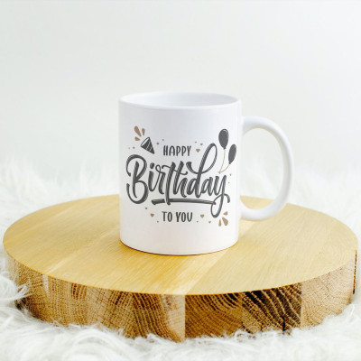 half engineer Happy Bday To U Printed Ceramic Coffee Mug(300 ml)