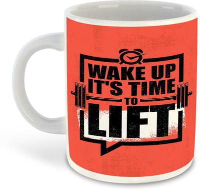 FLEXERSTYLE NEW2025-Wake up Its Time to Lift Printed White Coffee - D1 Ceramic Coffee Mug(325 ml)