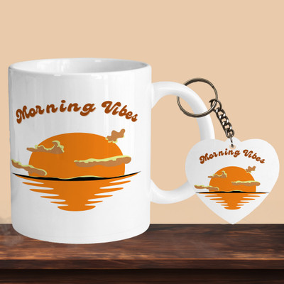 VM SHOPPING MALL Morning Vibes R-H Ceramic Coffee Mug(330 ml, Pack of 2)