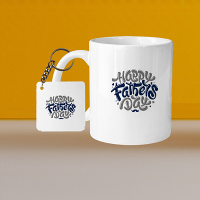 Print Ginnie 101_Perfect for Coffee and Tea - With Keychain VM Happy Fathers Day L S Ceramic Coffee Mug(325 ml)
