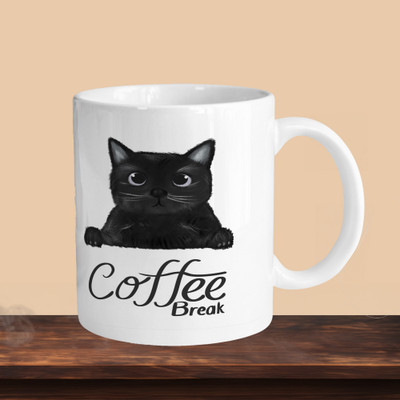 Print Ginnie 101_Cat Coffee Break R Ceramic Coffee Mug(325 ml)