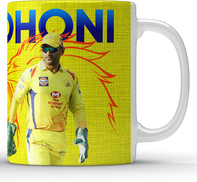 Unbounded Company MS Dhoni CSK White Ceramic Coffee Mug(325 ml)