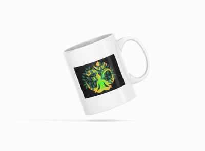 NarayaniCollectionss Meditator Yoga Printed Ceramic Coffee 250 Ml Ceramic Coffee Mug(250 ml)