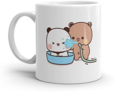 Cheeksy Bubu Dudu Teddy Bathing Playing in Tub 770 Design Ceramic Coffee Mug(350 ml)