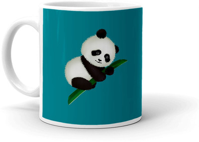 Clapcart Panda On Green Tree Design Printed Ceramic Coffee Mug(350 ml)