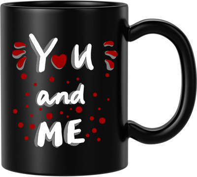 BLISSart MG_BLISS-I Love Us Black Ceramic or Tea Cup Best For Gift 350ml or 11Oz Ceramic Coffee Mug(350 ml)