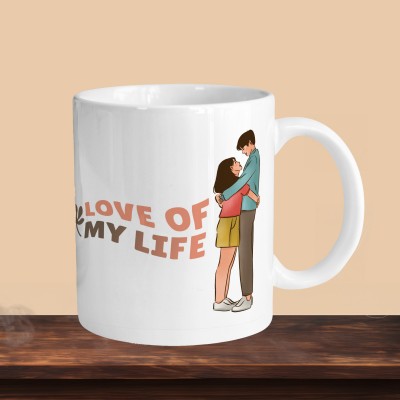 VM SHOPPING MALL Love Of My Life R Ceramic Coffee Mug(330 ml, Pack of 2)