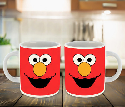 FLEXERSTYLE NEW2025-Cartoon Face Expressions White Ceramic Coffee With Coaster - D13 Ceramic Coffee Mug(325 ml)