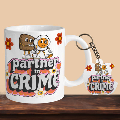 Hunter Studio 101_Partner In Crime R-A Ceramic Coffee Mug(330 ml, Pack of 2)