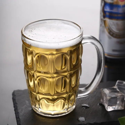 Coozico Beer Mug with Handle for Beer, Juice | Scratch Resistant & Easy to Clean Glass Beer Glass(400 ml, Glass, Clear)