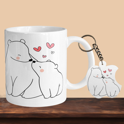 Printhorizon 101_Bear R-A Ceramic Coffee Mug(330 ml, Pack of 2)
