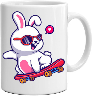 Acrebees Cute Skirting Cat Printed Coffee For Gifting and Multipurpose Ceramic Coffee Mug(350 ml)