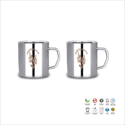 CuisineCove Double Wall Coffee Cup Sobar Set of 2, 80 ml (Each) Stainless Steel Coffee Mug(80 ml, Pack of 2)