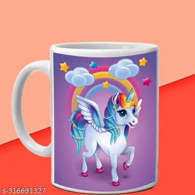 Manorath Cute Unicorn Printed Ceramic Coffee Ceramic Coffee Mug(345 ml)