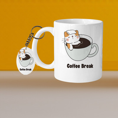 Print Ginnie 101_Perfect for Coffee and Tea - With Keychain VM Coffee Break Rest L O Ceramic Coffee Mug(325 ml)