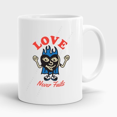 LASTWAVE Love Never Fails, Graphic Printed 325ml Ceramic Coffee | Valentines day gift Ceramic Coffee Mug(325 ml)