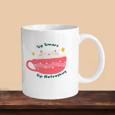 VM SHOPPING MALL Sip Smart Sip Refershing R Ceramic Coffee Mug(330 ml, Pack of 2)