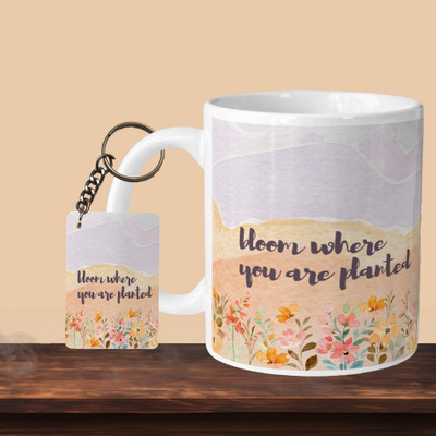 VM SHOPPING MALL Bloom Where You L-R Ceramic Coffee Mug(330 ml)