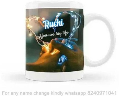 GNS Romantic Gift for Ruchi Love theme Message 101 Ceramic Coffee Mug(325 ml)