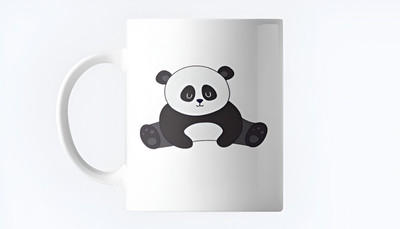 Abhi Creation Cute Lazy Panda Double Sided Printed Design Ceramic mug For Gifts , Coffee Ceramic Coffee Mug(350 ml)