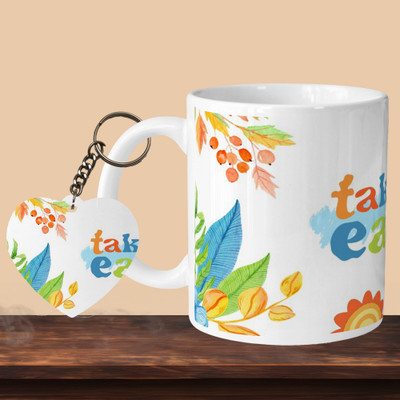 VMSHOPPINGMART 101_Take It Easy L-H Ceramic Coffee Mug(330 ml, Pack of 2)