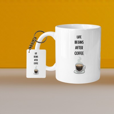 VM SHOPPING MALL VM Life Is Pure L Ceramic Coffee Mug(300 ml, Pack of 2)
