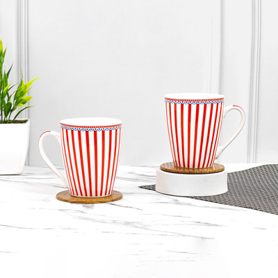 UPC Set of 2 Premium Milk mug Printed Design Made of Ceramic Bone China Coffee Mug(300 ml, Pack of 2)