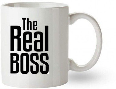Clapcart The Real Boss Design Ceramic Coffee Mug(350 ml)