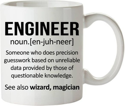 craft maniacs DEFINE AN ENGINEER 330 ML WHITE MUG FOR ENGINEERS Ceramic Coffee Mug(350 ml)