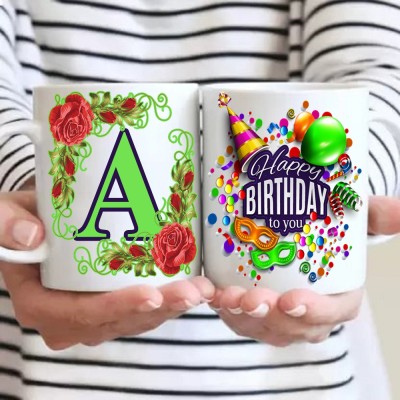 Titliya Artworks A Alphabet Fancy Birthday Gift to Father / Mother / Friend / Brother / Sister Ceramic Coffee Mug(350 ml)