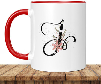 DojaBeauty Letter J Alphabet RedMug Gift for your Loved Once on their Special Day_D Ceramic Coffee Mug(350 ml)