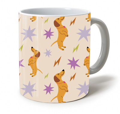 Vihaan Fashions Dancing Dog Printed Ceramic Coffee Mug(350 ml)