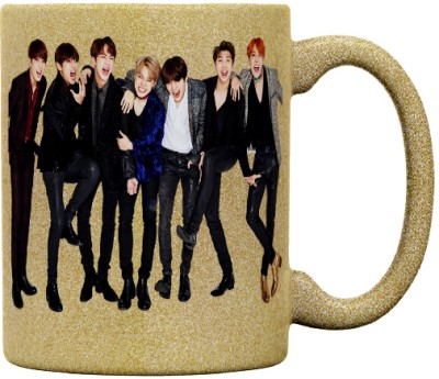 Dreamlivproducts Bts Coffee-MUG-008-GOLDEN Ceramic Coffee Mug(320 ml)