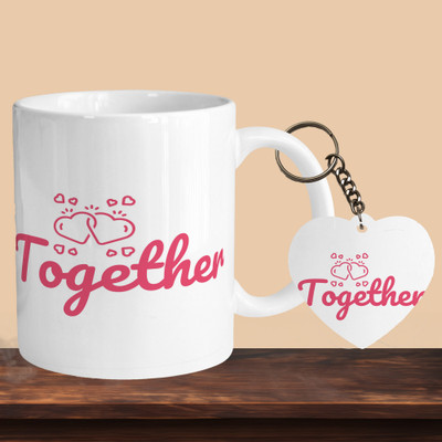 VM MALL 101_Together R-H Ceramic Coffee Mug(330 ml, Pack of 2)