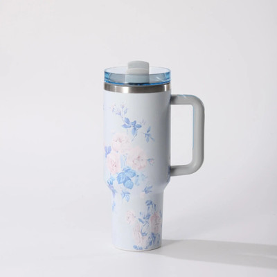 RHINETOYS Floral Print Stanley Stainless Steel Vacuum Insulated Tumbler with Lid and Straw Stainless Steel Tumbler(1180 ml)