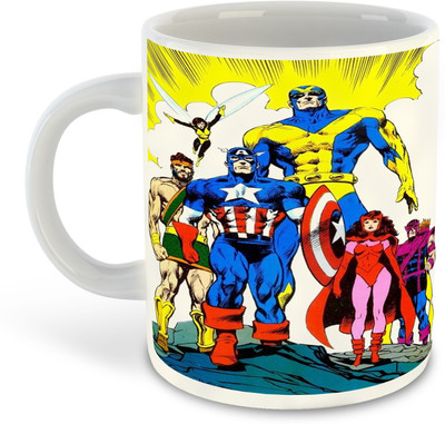 FLEXERSTYLE NEW2025-CSK Avengers All Characters Printed White Coffee-D-16 Ceramic Coffee Mug(325 ml)