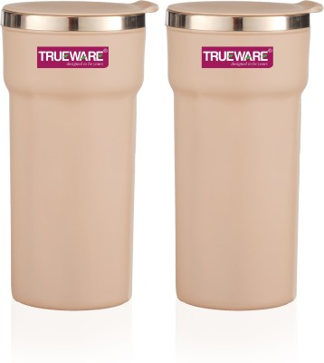 Trueware ACE XL Hot and Cold double wall Travel, Office, Home tumbler Stainless Steel, Plastic Coffee Mug(420 ml, Pack of 2)