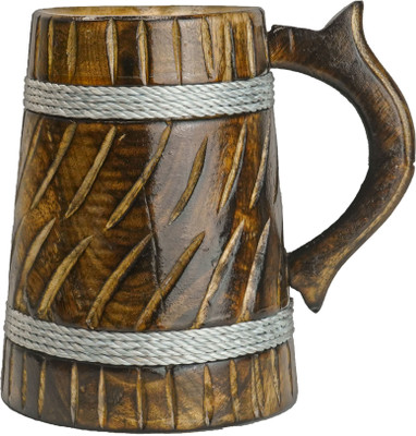 SuperGeneriX Handcrafted Barrel-Style Insulated Wood Beer Mug(350 ml)