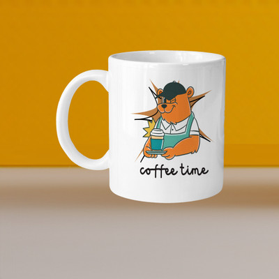 Print Ginnie 101_Perfect for Coffee and Tea - Single Pack VM Coffee Time Teddy L Ceramic Coffee Mug(325 ml)
