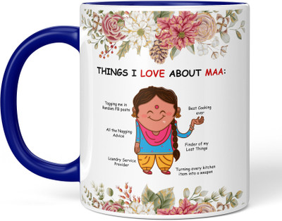 DojaBeauty By TrendoPrint Printed Ceramic Blue Coffee for Mother's Day-325MDM8 Ceramic Coffee Mug(350 ml)