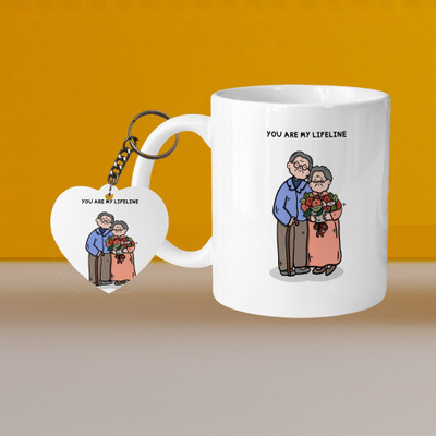 VM MALL 101_Perfect for Coffee and Tea - With Keychain VM You Are My Lifeline L H Ceramic Coffee Mug(330 ml)