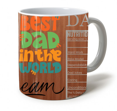 Vihaan Fashions Best Dad in the World Affirmation Printed Ceramic Coffee Mug(350 ml)